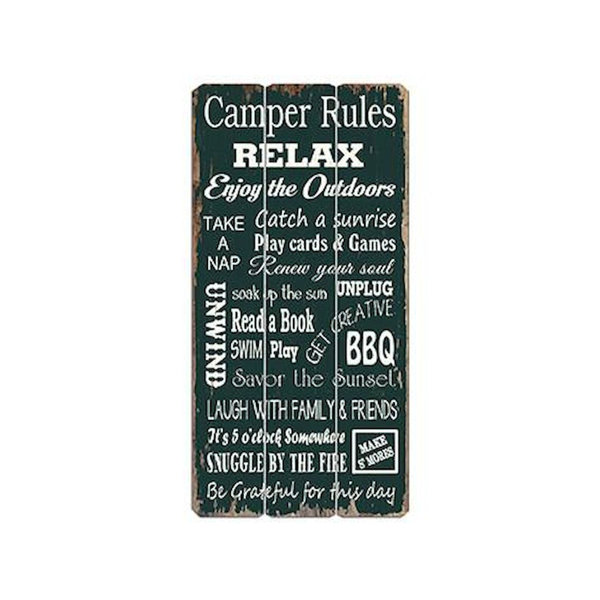 Millwood Pines Camper Rules Wooden Sign Wall Décor & Reviews Wayfair